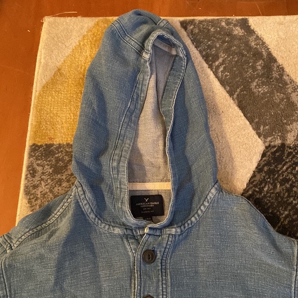 American Eagle Outfitters Denim Sweater hoodie front pocket large - Picture 3 of 7